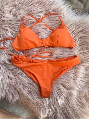 RVCA Orange Cross-Back Bikini Set